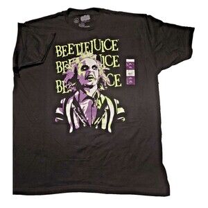 Beetlejuice Graphic T‎ Shirt Black 2XL 100% Cotton Black Gents Black T Shirt